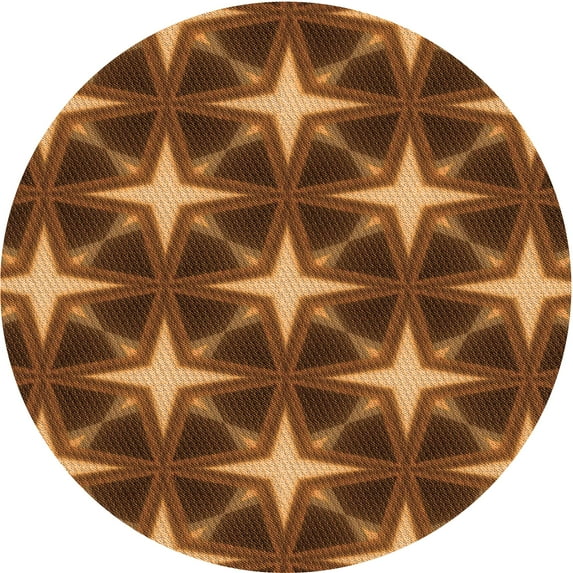 Ahgly Company Machine Washable Indoor Round Transitional Red Brown Area Rugs, 6' Round