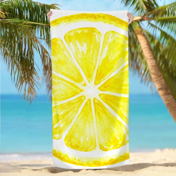 RKSupls Watercolor Lemon Slice Quickly Absorb Moisture Beach Towel - Machine Washable Ultra-Soft Microfiber, Ideal for Bathroom beach yoga 30x60 in