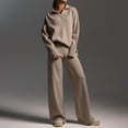 thumbnail image 1 of Pantalones superiores de manga larga para mujer, conjuntos de salón de 2 piezas con cuello vuelto, traje de vacaciones, 1 of 6