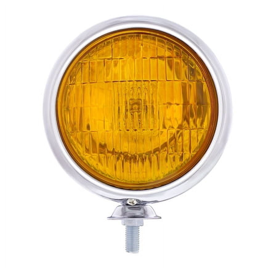 United Pacific C364007 12-Volt Vintage Style Chrome Fog Light, Universal Ball & Cup Adjustable Mounting, Vintage Lens Pattern – Amber Lens – ONE Unit