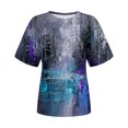 thumbnail image 4 of Penkiiy Graphic Shirts for Women Women's New Crew-neck Short-sleeved Print Casual Top XL Multicolor, 4 of 6