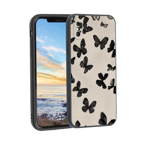 Compatible with iPhone XS Phone Case, Butterflies 75 Case Men Women, Flexible Silicone Shockproof Case for iPhone XS