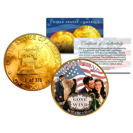 - 1976 GONE WITH THE WIND 24K Gold IKE Dollar *Each Coin Serial Numbered of 376*
