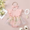 thumbnail image 2 of Baby Onesies Girl Baby Girls Romper Dress Summer Jumpsuits Clothes Knitted Tutu Mesh Floral Skirt with Headband, 2 of 4