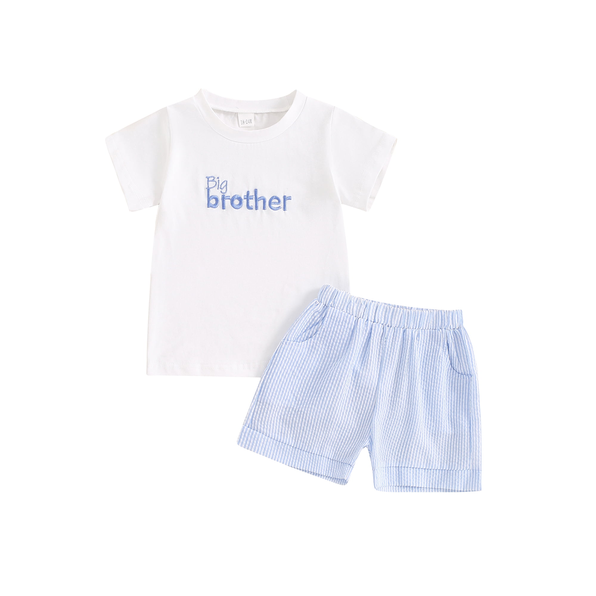 xiaxaixu Petit Garcon Ete Tenue Lettre Broderie Manches Courtes Tops avec Elastique a la Taille Motif Shorts 2 Pcs Vetements Walmart