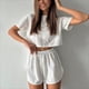 thumbnail image 3 of Conjunto de top corto y pantalones cortos lisos para mujer, atuendo holgado, traje informal, ropa de verano, conjunto de 2 piezas, 2024, 3 of 5