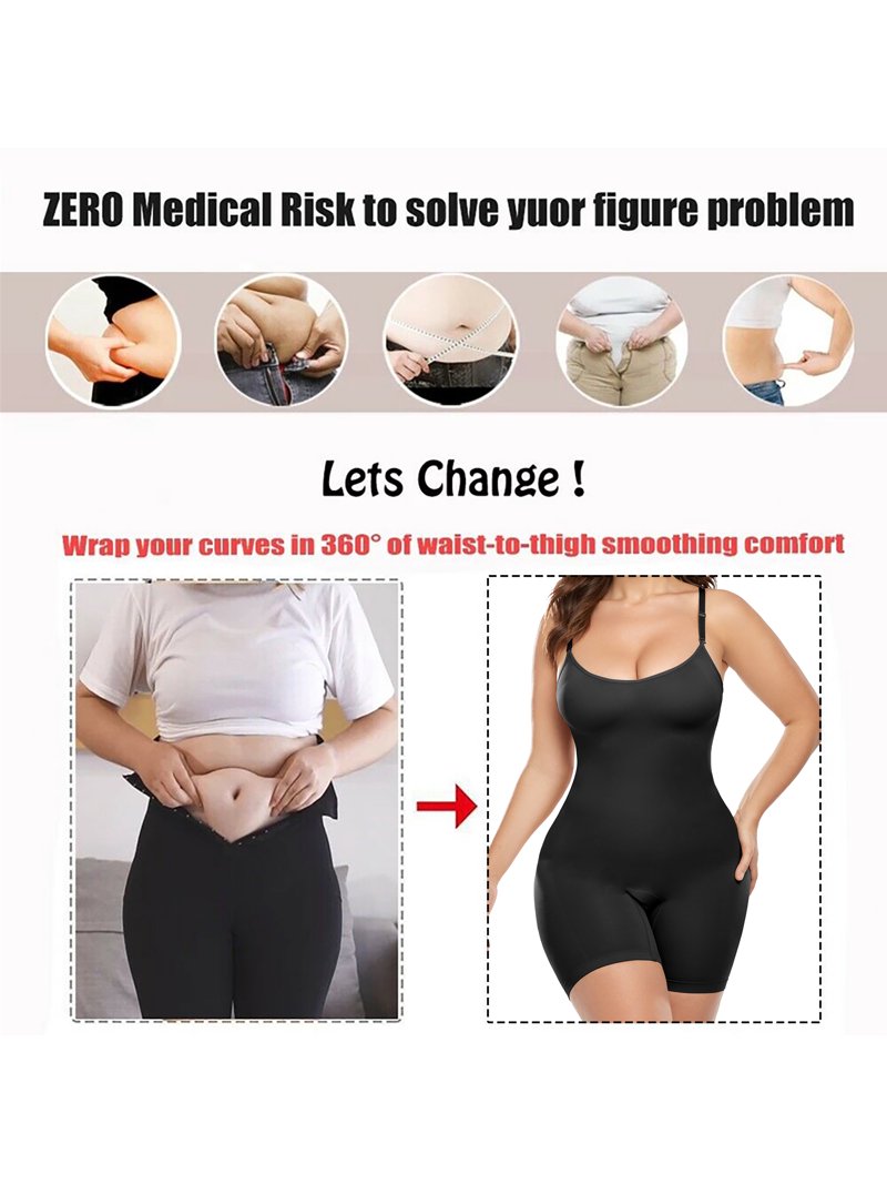 Allegra K Women's Slimming U Neck Tummy Control Sculpting Full Body Shapers With Adjustable Strap