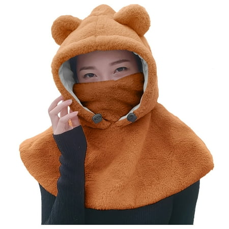 

Yubnlvae Outdoor Protection Face Riding Cold proof Plush Headgear Women s Bib Warm Hats Coffee