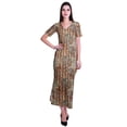thumbnail image 4 of Moomaya Long Bodycon Maxi Dress For Womens Short&nbsp;Sleeve V neck Printed Jersey T-shirt Dress, 4 of 6