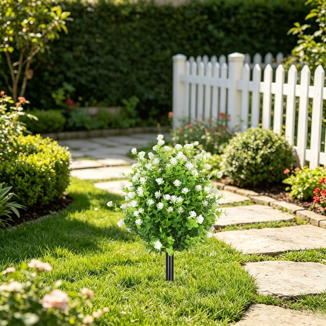 Árbol Artificial Realista de 50 Cm (20 Pulgadas) para Colocar En El Suelo, Ideal para Decoración de Jardines Exteriores. Estaca de Plástico Realista para Céspedes, Caminos y Paisajismo, Perfecta para