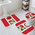 thumbnail image 3 of Spring Summer Floral Bathroom Rugs Set Red Flowers Green Leaf Rustic Farmhouse Non Slip Absorbent Soft Bath Mats 3 Piece Set with Bathroom Rug, U-Shaped Floor Mat, Toilet Seat Cover Large Size, 3 of 9