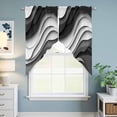 thumbnail image 6 of Black Grey Ombre Kitchen Window Curtains, Swag Curtains Valance for Bedroom Living Room Bathroom, Moire Modern Aesthetics Geometric Abstract Rod Pocket Window Curtain Block Drapes 2 Panels 36"x45", 6 of 9