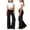 Black, variant on qolati Girls Yoga Pants Fold Over Low Waist Wide Leg Sweatpants Flare Leggings Bell Bottoms Y2k Lounge Trousers 5-14 Years Black