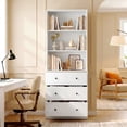 thumbnail image 5 of RichYa 71'' Tall Bookcase with 3 Drawers, 3-Tier Open Display Bookshelves, Freestanding Storage Cabinet for Home Office,Living Room,White, 5 of 8