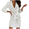 thumbnail image 1 of WEIYLL Womens Fleece Jackets Double Long Sleeve Belt Dress Solid Color Mid Length White Fall Clothes Size S, 1 of 5