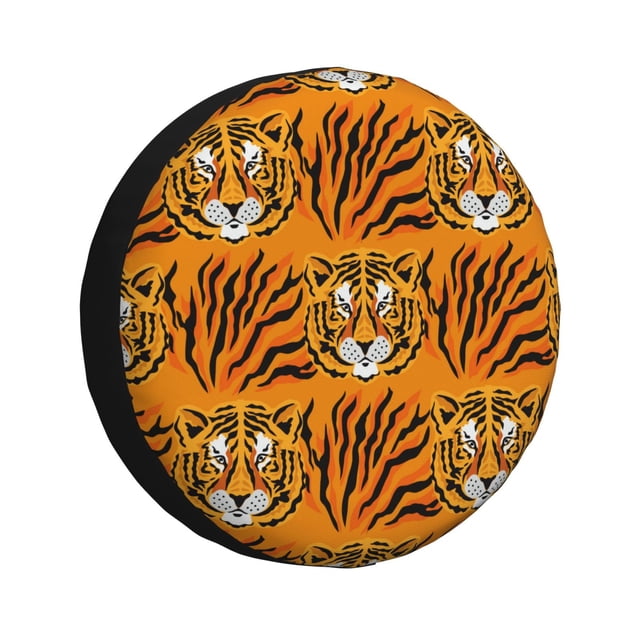 Fotbe Tiger Funda de Llanta de Repuesto con Estampado, Engrosada, Ajuste Universal para Jeep, Remolque, RV, SUV, Camión-14 inch