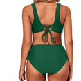 thumbnail image 3 of TOWED22 Womens High Waisted Bikini Sets Tummy Control Bathing Suits Halter Two Piece Swimsuit Modest Bikini（Green,M）, 3 of 8