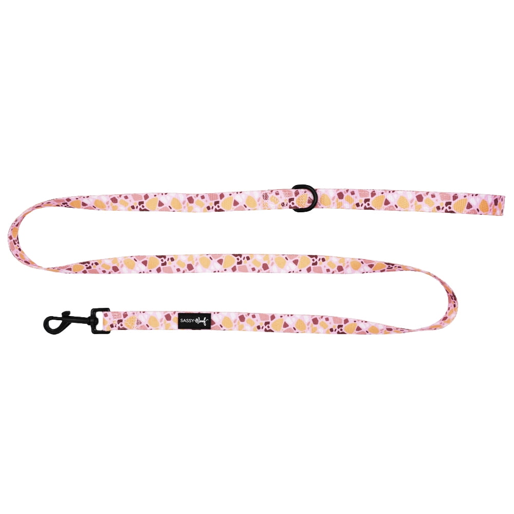 Sassy Woof Pink Terrazzo 6ft Cushioned Dog Leash - Durable for Medium and Large Dogs