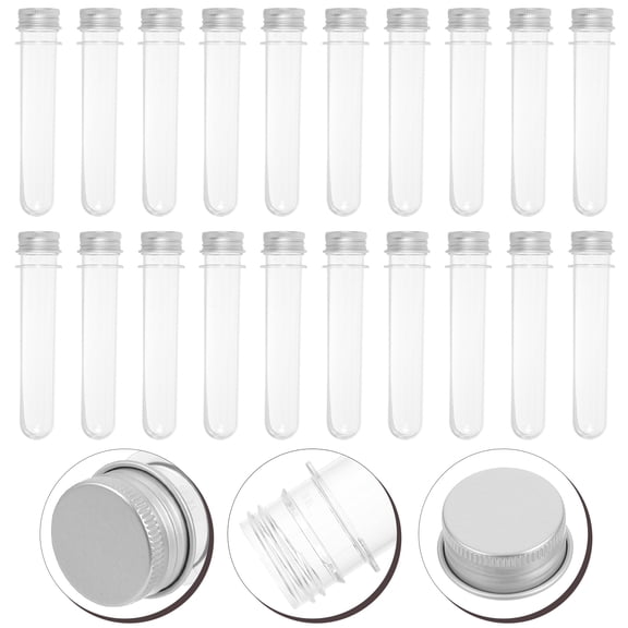FONWILYO 20Pcs Plastic Vials with Caps Cylindrical Transparent PET for Students 5.5*1in