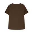 thumbnail image 5 of TEAJOPSUU Women's 100% Cotton Tops Short Sleeve Lace Tirm V Neck T Shirts Casual Loose Fit Summer Blouses Coffee, 5 of 6