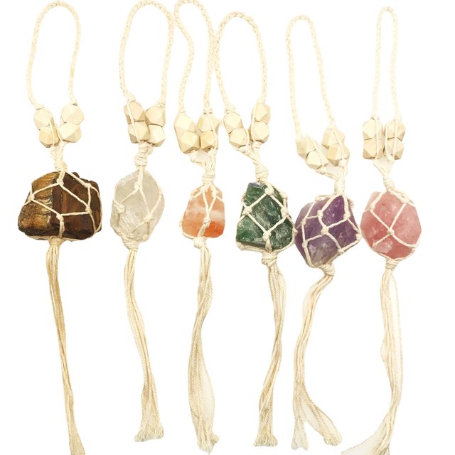 Adorno colgante de Feng Shui con cristales curativos, adorno para coche, adorno colgante de meditación, adorno para ventana para decoración del hogar (paquete de 6)