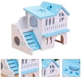 thumbnail image 2 of EeaseMX Casa de hámster de madera de dos pisos para mascotas, refugio para hámster, juguete para jugar, 2 of 7
