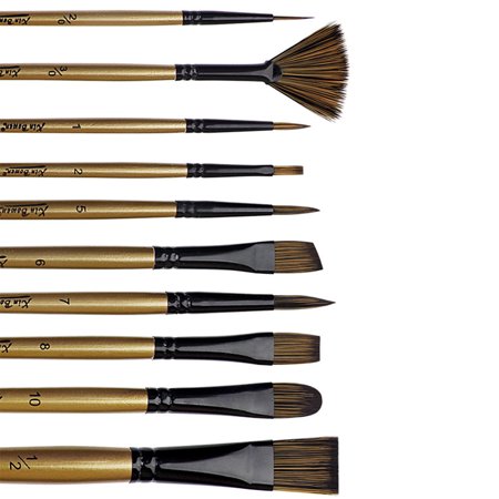 HEYMKGO 10-Piece Art Paint Brush Set - Assorted Brushes for Acrylic Watercolor & Gouache Painting - Hobby & Professional Artist Tools