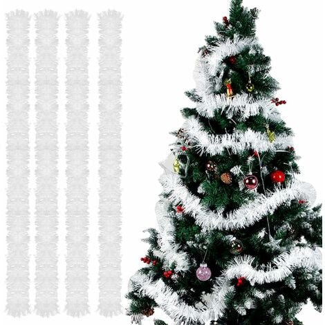 Guirnalda de abeto navideño, 4 piezas de guirnaldas de oropel navideño, guirnalda de abeto de 3 m, guirnalda de oropel metálico brillante para bodas, fiestas de cumpleaños, paredes,