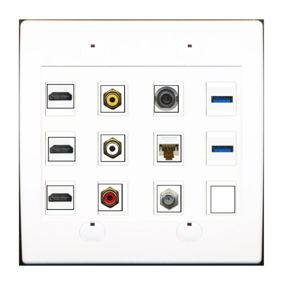 Ultra Spec Cables Custom Wall Plate White with up to 12 Keystone Ports