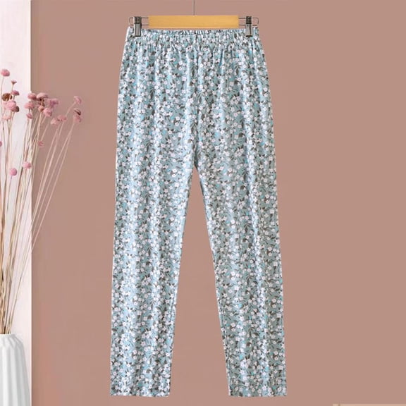 Haivin Women's Casual Printed Lounge Pants, Lightweight Summer Loose-Fit Knit Cotton Pajama Bottoms for Home and Relaxation