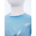thumbnail image 4 of inlzdz Girls Metallic Shiny Hip Hop Jazz Dance Crop Top Performance Glitter T-Shirt Disco Party Dancewear Light Blue 120, 4 of 7