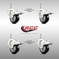 thumbnail image 2 of 3.5 Inch 316SS Black Polyurethane Wheel Swivel ½ Inch Stem Caster Set Lock Brake, 2 of 2