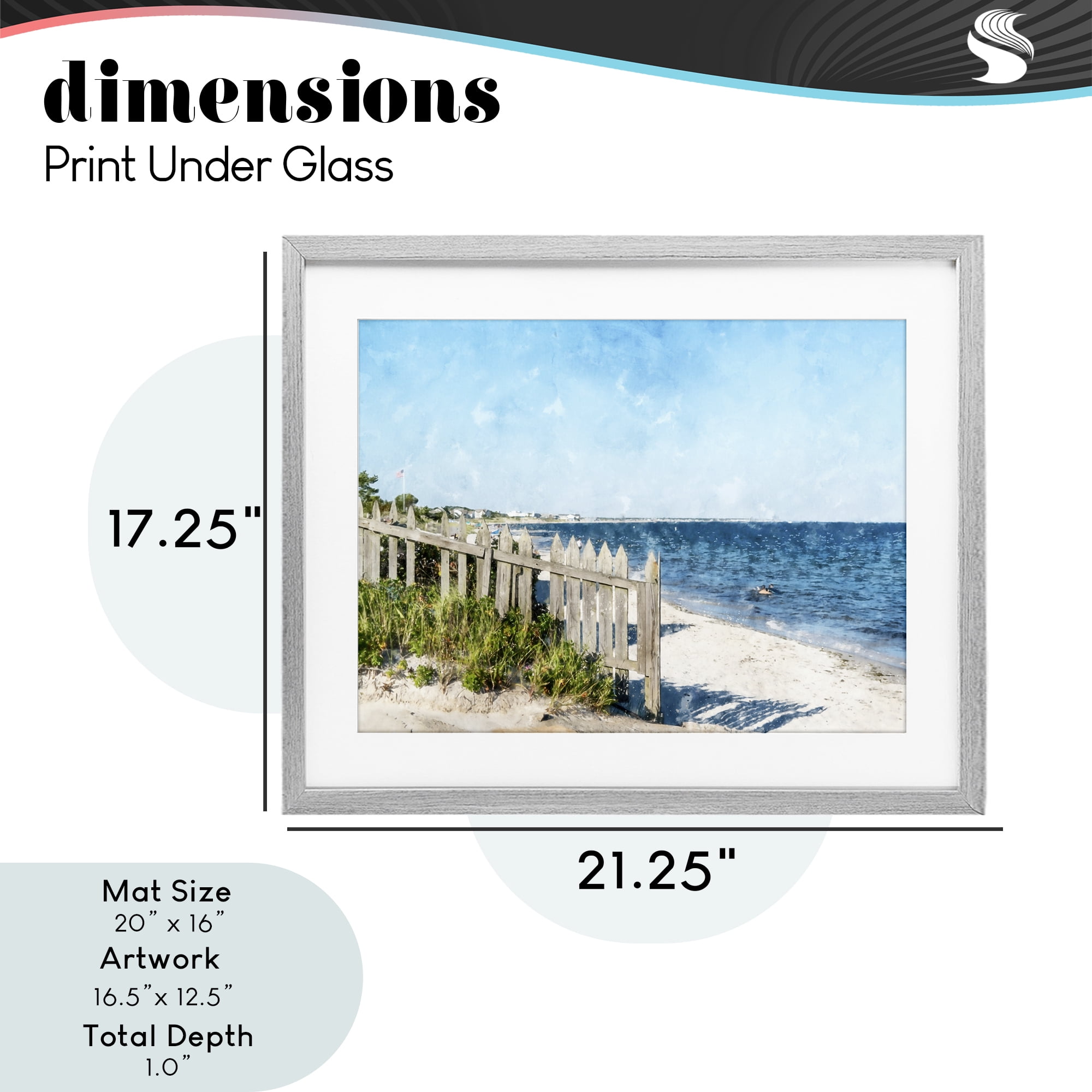 Stupell Industries Beach Pickets View Gray Framed Print Under Glass, design by Kim Curinga