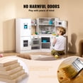 thumbnail image 4 of KFFKFF Corner Play Kitchen Set, Wooden Toy with Lighting & Sound Effects, Includes Ice Machine, Oven, Sink, Clock, Microwave, Fridge & Accessories, Ideal for Young Children & Preschoolers, White, 4 of 9