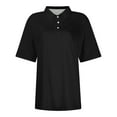 thumbnail image 4 of vigerkar Womens Polo Shirts Short Sleeve Summer Work Business Lapel Collared Tops Dressy Casual Button Cotton Golf Blouse Black, XXL, 4 of 5