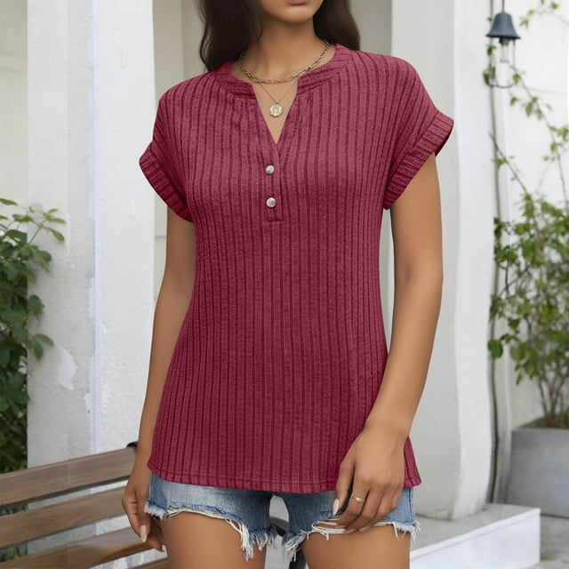 TaTaai V Neck Loose Solid Color T-shirt, Women's Fashion Casual Top, Lightweight Soft Design, Spring Winter Home Work Dating Outfit, Line Dry Option Gift