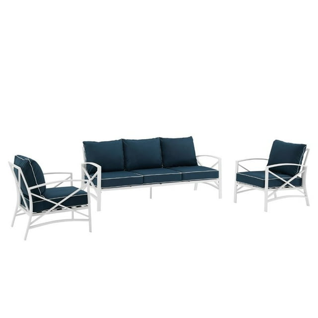 Crosley Kaplan Ensemble de Canapé d'Extérieur 3 Pcs en Marine