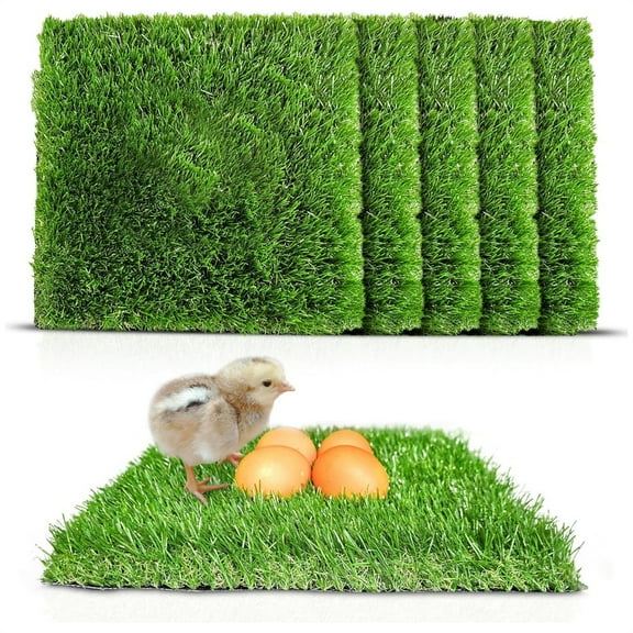 6 Pack Square Chicken Nesting Box Pads,12"x12" Hens Laying Box Pads,Thick Artificial Grass Turf Mats,Washable Fake Turf Mats,Chicken Coop Synthetic Bedding,for Garden Lawn By HXRH