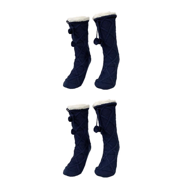 Calcetines tipo Pantufla Sonducket Antideslizantes Transpirables Forro Polar Mujer Textura Clásicos Vibrantes 2Conjunto Armada