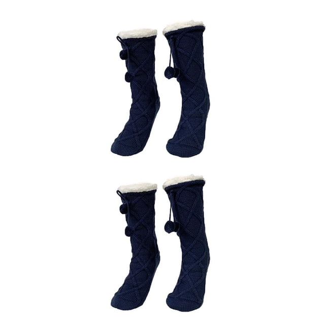 Qarigey Calcetines tipo zapatilla con mango de goma de silicona, hilo cálido, textura suave, absorción del sudor, calcetines para dormir, calcetín Armada 2piezas Qarigey CBP374569