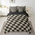 thumbnail image 2 of Manfei Piexl Geometric Aesthetic Twin Bedding Sets 7-Piece,Minimalism Geometric Buffalo Bedding Comforter Set,Brown Black Checkered Sheet Sets For Teens,Breathable Bedroom Decoration,Reversible, 2 of 8