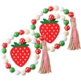 thumbnail image 3 of LOLIPPYY Set of 2 Wooden Beaded Tassel Garlands with Strawberry Wood Beads, Decorative Home Hanging Ornaments, 3 of 7