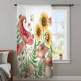 thumbnail image 3 of Sunflowers Mushroom Sheer Curtains 45 Inches Long, Summer Botanical Butterfly Watercolor Light Filering Curtains, Breathable Simi Curtain Privacy Drapes for Kitchen Bathroom Small Window Treatment, 3 of 9