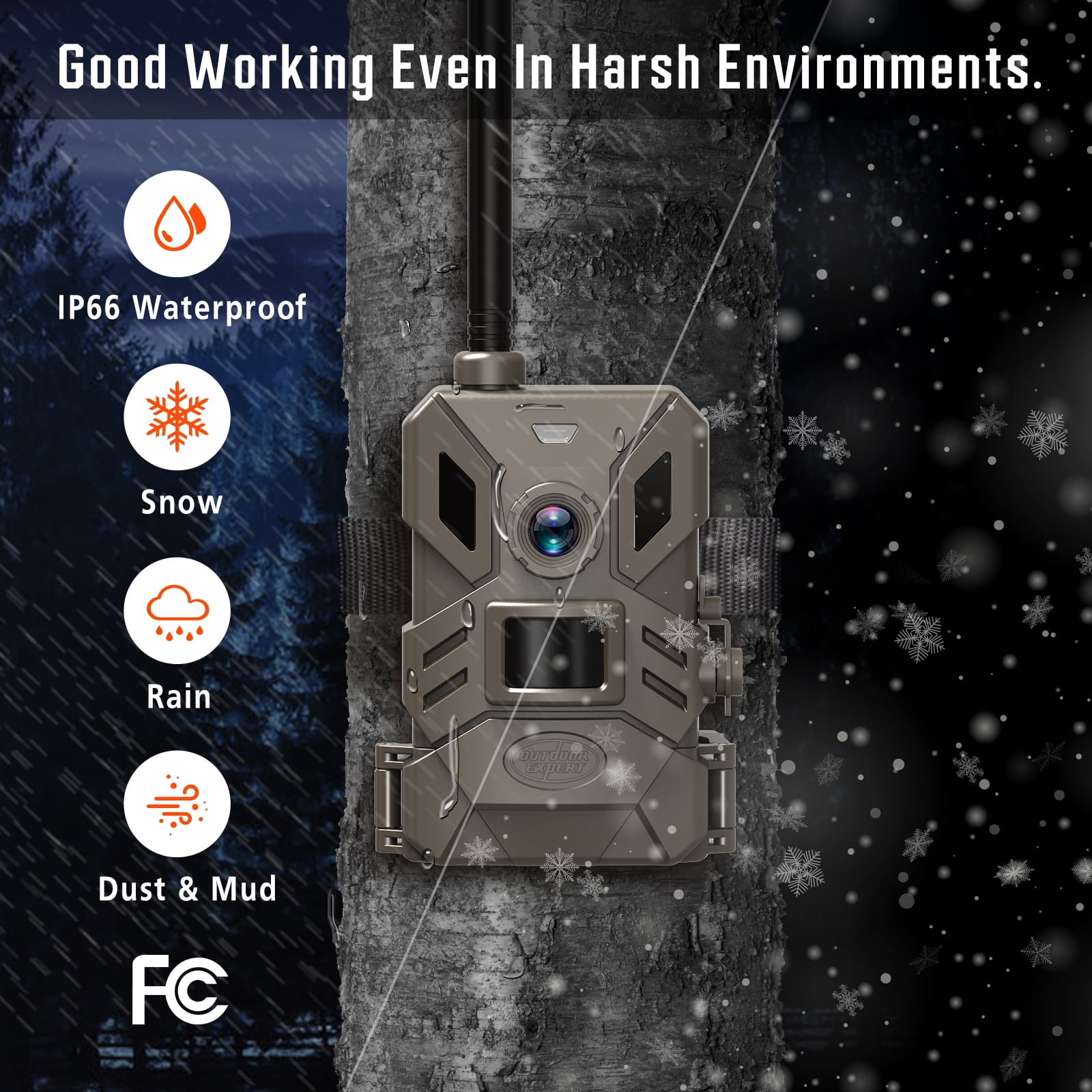 OUTDOOR EXPERT 4G Cellular Trail Camera,36MP Hunting Camera with No Glow 940nm IR Led Night Vision,HD Video IP66 Waterproof Game Cam,90FT Flash Range Wildlife Monitor