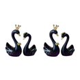 thumbnail image 1 of Justharion Resin Swan Statue Figurines Sculpture Cake Dashboard Decor Large Black 9cm 2Set, 1 of 1