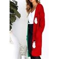 thumbnail image 3 of Women Leopard Print Long Cardigan Open Front Knit Sweater Outwear Coat with Pocket, 3 of 5