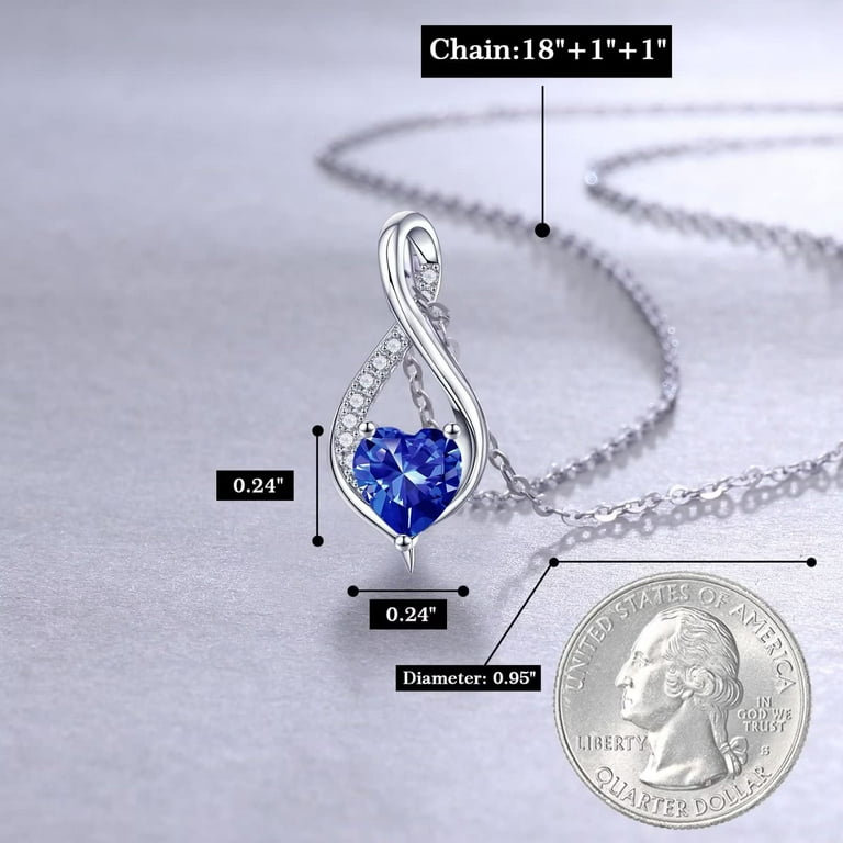 AUNOOL 925 Sterling Silver Birthstone Necklaces for Women Dainty