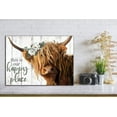 thumbnail image 3 of WFSposter Highland Cow Wall Art - This Is Our Happy Place Inspirational Canvas Poster for Home - Long Haired Scottish Cow with White Flower Picture Farmhouse Kitchen Decor Framed (10"x15"), 3 of 6