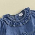 thumbnail image 6 of Cjfdfy Newborn Baby Girl Denim Romper Dress A Line Ruffled Trim Collar Bubble Long Sleeve Dress Girl Vintage Dress Baby Cute Fall Winter Denim Dress Outfit 0-18M, 6 of 9