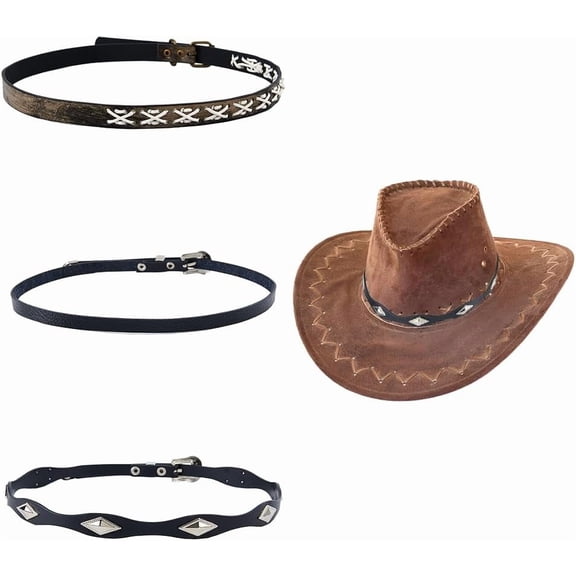 3 Style Cowboy Hat Bands Western Hats Belt Imitation Leather Hat Bands Hats Accessories